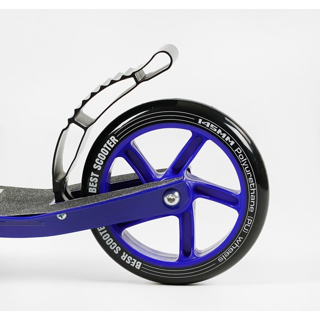 Самокат дитячий 2-х колісний, PU Best Scooter «RIO» 74099 синій, Ø145mm, передній амортизатор, AL гальмо