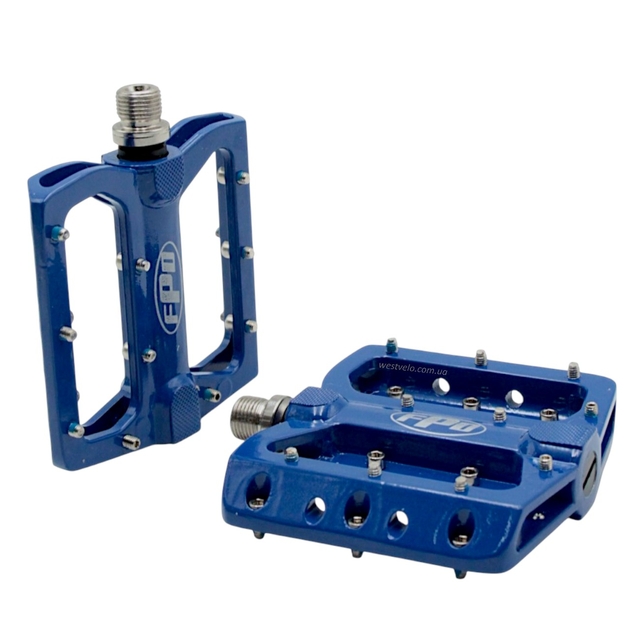 Педалі алюміній проми широкі FPD-393, синій, з змінними шипами (Тайвань) фото westvelo.com