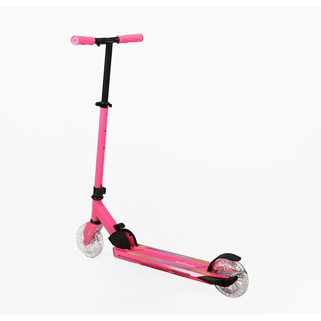 Самокат дитячий 2-х колісний, PU Best Scooter L-80864 рожевий, AL, Ø145mm, диски коліс, дека, вилка зі світлом фото westvelo.com