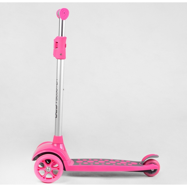 Самокат дитячий 3-х колісний, Best Scooter LK-61022 сіро-рожевий, колеса PU Ø120mm/80mm зі світлом, знімне кермо