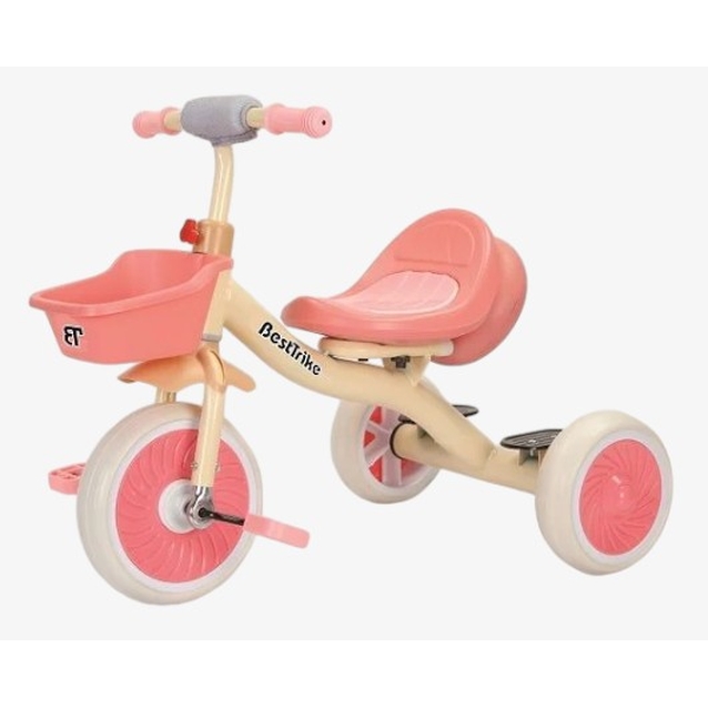 Дитячий велосипед 3-х колісний EVA (піна) Best Trike EL-44088 бежево-рожевий, укр.музика та світло, кошик