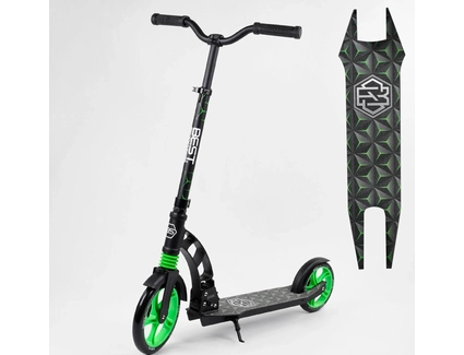 Самокат дитячий 2-х колісний, PU Best Scooter 62798 чорно-салатовий, колеса Ø230-180mm, 1 амортизатор