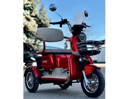 Трицикл Corso «POWER JET» JT-611925, двигун 1200W, акумулятор 72V 23Ah графеновий, біло-червоний + 1 ящик. акум, колеса 10"