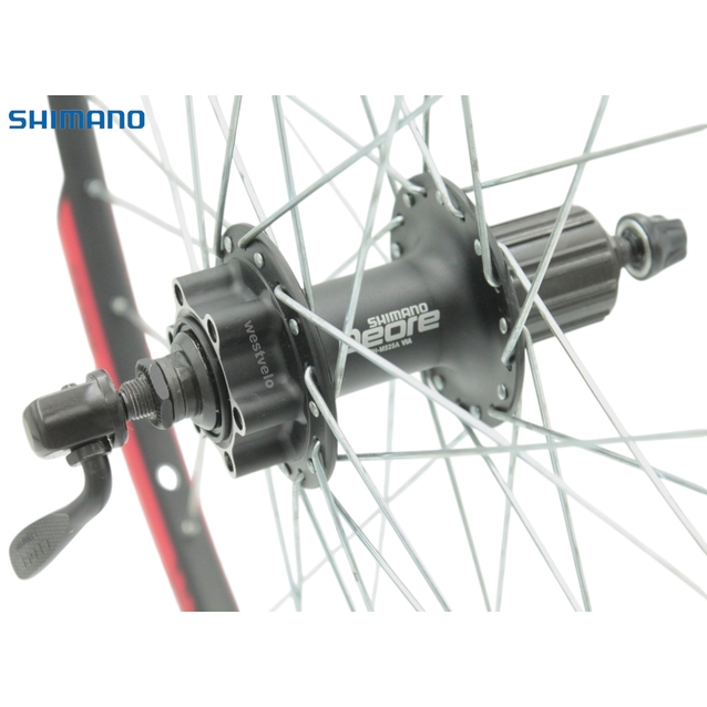 Колесо 27,5 зад, обід 2-ний чорний диск, втулка.SHIMANO DEORE на касету 8/9/10, диск 6 бол, ексцентрик фото westvelo.com