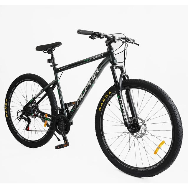 Велосипед 29 ST Corso «ALPHA» LF-29102 сталь 21", (к-т SHIMANO) чорний фото westvelo.com