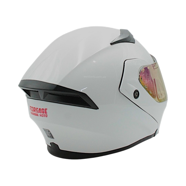 Мото шолом, трансформер (M) "91" білий глянец, вмонтовані окуляри фото westvelo.com
