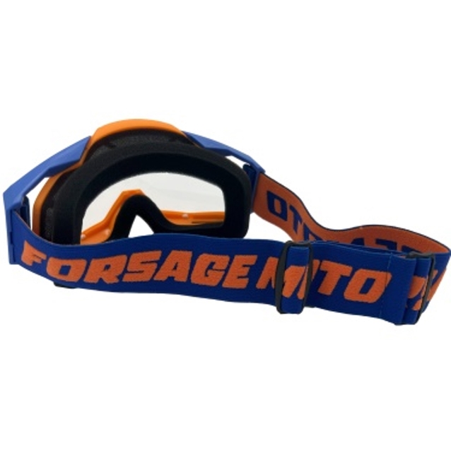 Мото окуляри Кросс-ендуро "MO-6" синьо-помаранчеві з прозорими лінзами фото westvelo.com