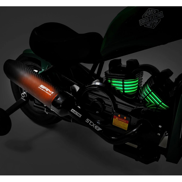 Електромотоцикл Corso H-93171 двигун 160W, акумулятор 24V5Ah свинцево-кислотний, зелений, Bluetooth, звук двигуна, колеса 12" фото westvelo.com