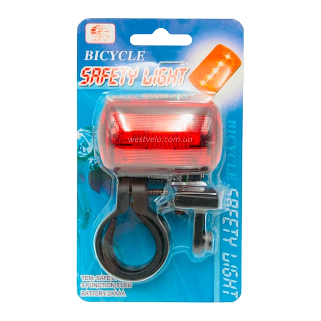 Мигалка на батарейках зад. JING YI, (JY-390Т) 5 LED фото westvelo.com