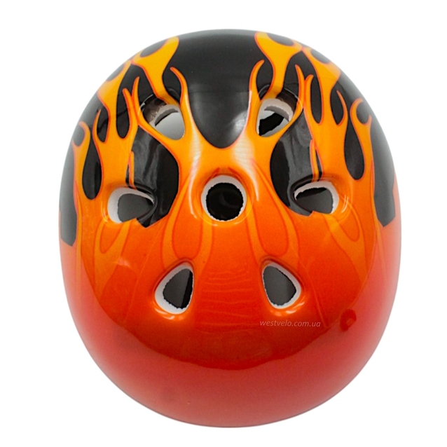 Вело шолом "TK Sport" 598 (55см) помаранчево-чорний, полумя фото westvelo.com