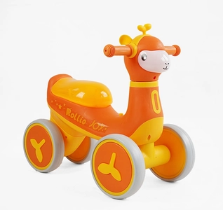 Велобіг 4-ьох колісний PU, рама сталь/пластик, «JOY» JS-77300 помаранчево-жовтий, УКРАЇНСЬКЕ ОЗВУЧУВАННЯ та підсвічування