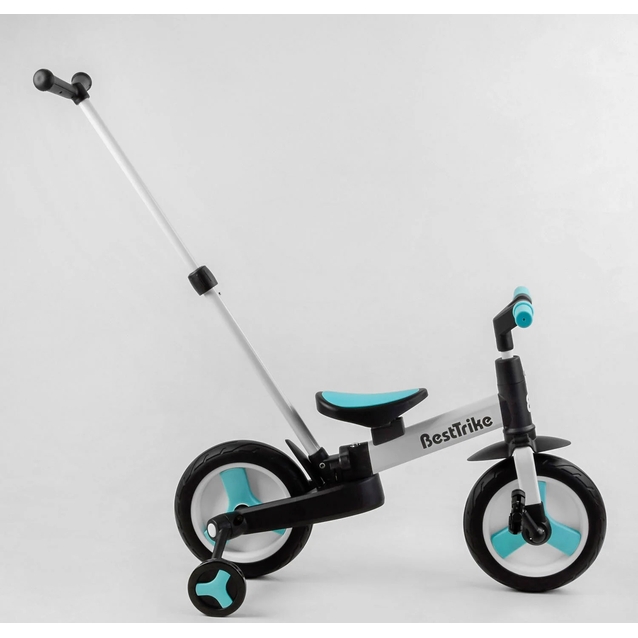 Велобіг-трансформер, 2-кол з батьківською ручкою, PU 10 BestTrike алюміній 56659 біло-блакитний, складний, батьківська ручка, знімні педалі фото westvelo.com