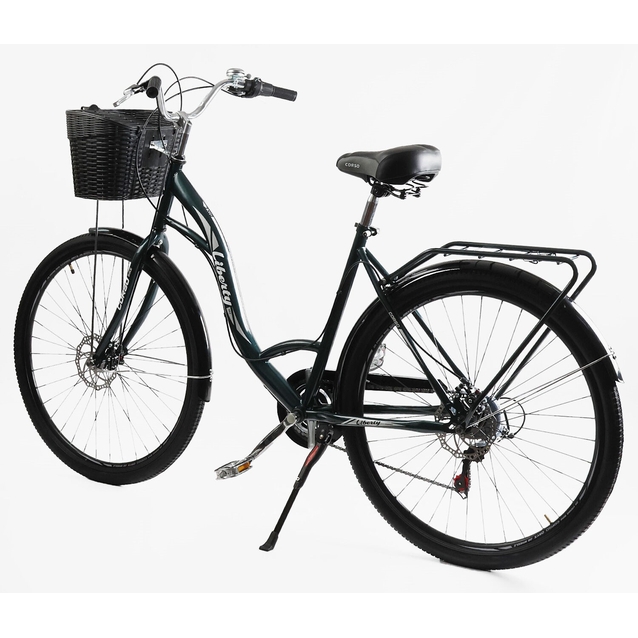 Міський велосипед 28 ST Corso «LIBERTY» LR-28193 сталь 20", (к-т SHIMANO) темно-зелений + кошик фото westvelo.com