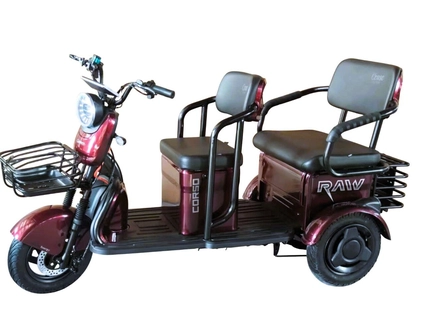 Трицикл Corso «RAW PRO» RL-139780, двигун 1200W, акумулятор 72V 24Ah літій-залізно-фосфатний, червоний + 1 ящик. акум, колеса 10"