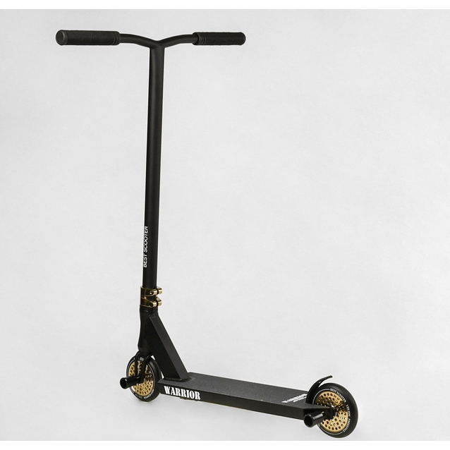 Самокат трюковий Best Scooter «WARRIOR» Т-50615 чорний, HIC-система, пеги, AL диск та дека, колеса PU Ø120mm, ширина керма - 58 см фото westvelo.com