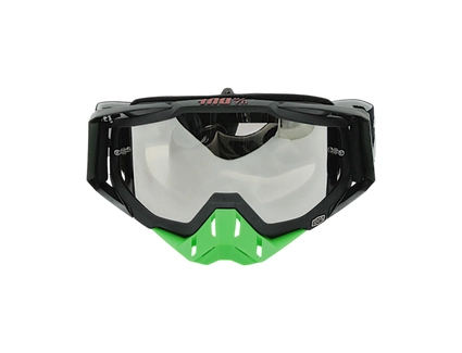Мото окуляри Кросс-ендуро 100% 109-1-25, чорно-зелені, дзеркальний візор (class B)