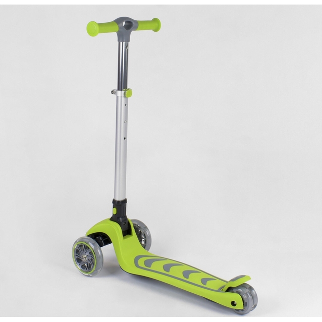 Самокат дитячий 3-х колісний, Best Scooter 46987 салатовий, колеса PU Ø120mm/80mm зі світлом, складне алюмінієве кермо фото westvelo.com