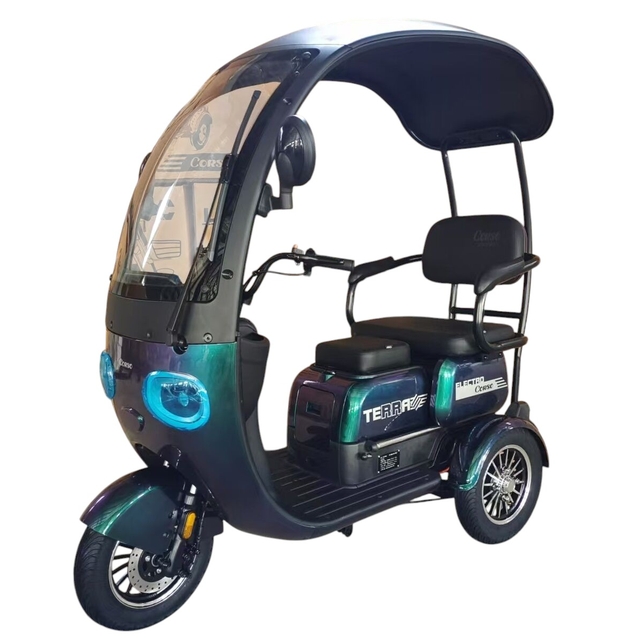 Трицикл Corso «TERRA» TR-908121, двигун 800W, акумулятор 72V/20Ah, зелений + 1 ящик. акум, колеса 10" фото westvelo.com