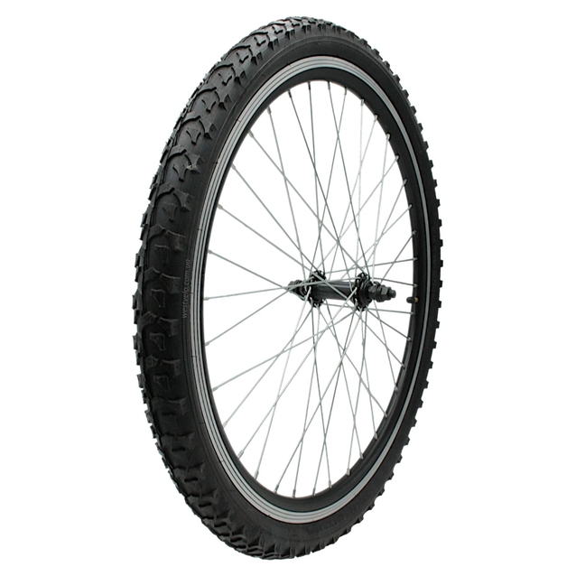 Колесо 24 перед, обід 2-ний чорний, втулка М чорна на віночках + камера і шипована покришка 24-2.125 фото westvelo.com