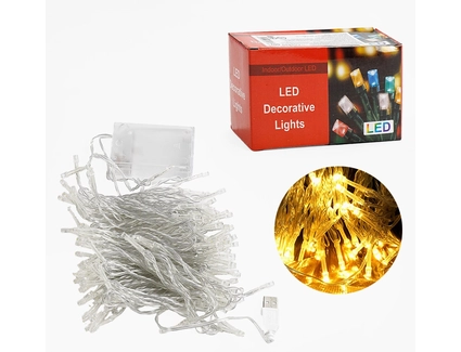 Гірлянда світлодіодна 10.3 м, жовте світло,від USB та батарейок, 1 режим, у коробці (C 61479-60 Y)