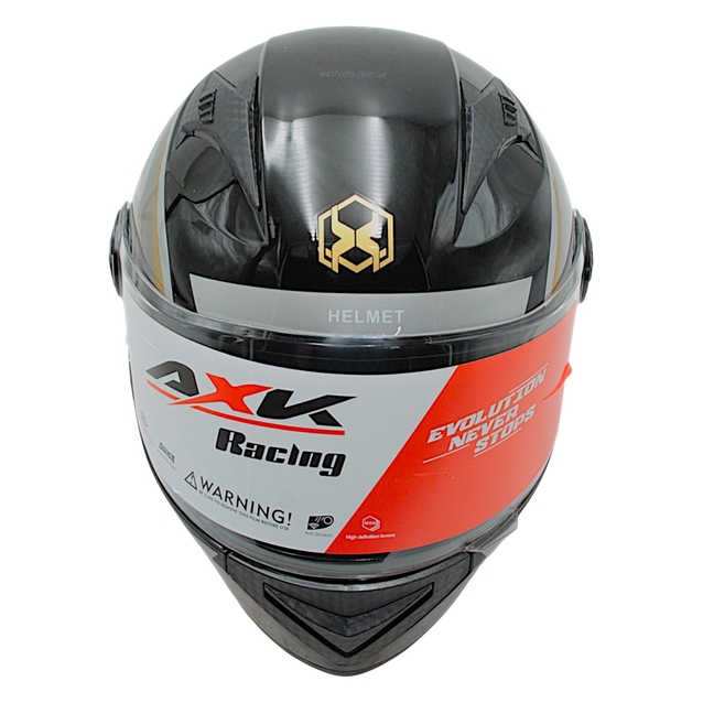 Мото шолом, закритий (XL) AXK (TF-74088) GTS MAX чорно-сірий глянцевий, вмонтовані окуляри з коміром фото westvelo.com