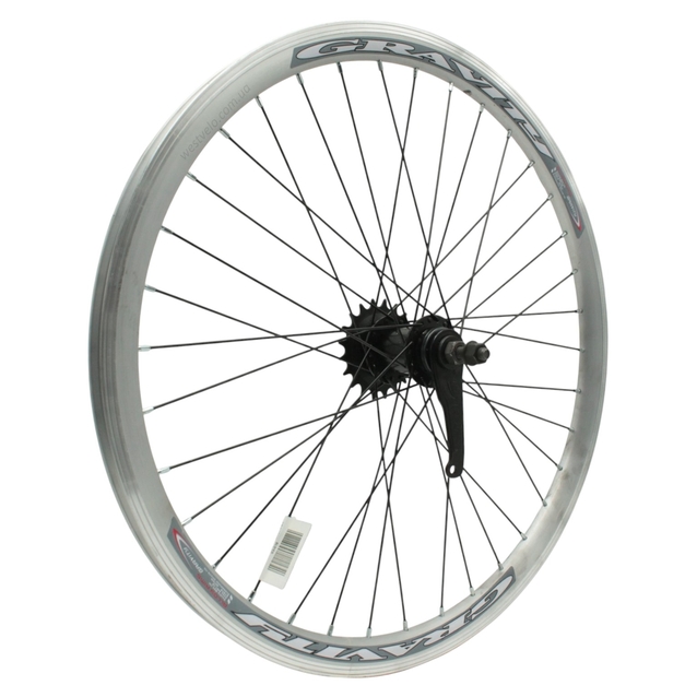 Колесо 24 зад, обід 2-ний сірий, втулка Shunfeng SF-CT01, чорна спиця + к-т 19 зубів фото westvelo.com