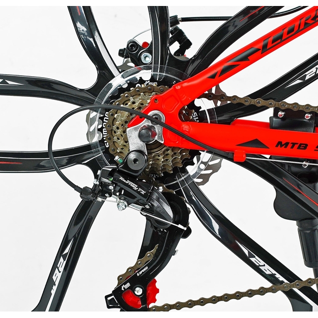Велосипед 26 AL Corso «SPIDER» SP-26800 алюміній 13", (к-т SHIMANO) чорно-червоний, литі диски