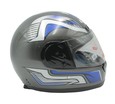 Мото шолом, закритий HTK-221,інтеграл, сірий глянець з синьо-білим малюнком фото westvelo.com