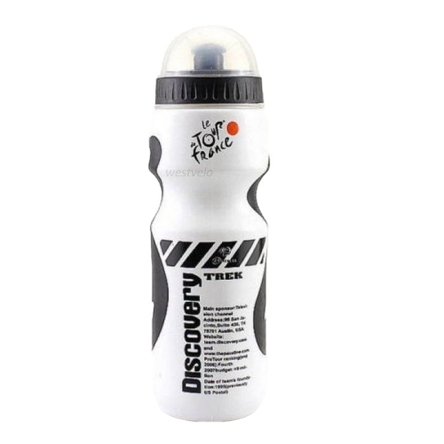 Фляга Discovery 650ml харч.пластик, біло-чорна, з гумовими вставками фото westvelo.com