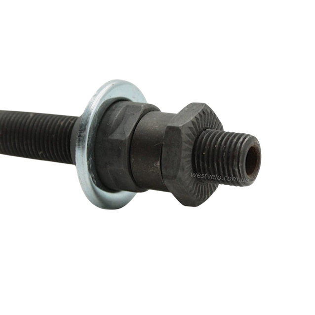Вісь задньої втулки мтв з диркою під ексцентрик з конусами QUANDO (KT-207R) L-145мм/М10 фото westvelo.com