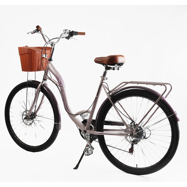 Міський велосипед 28 ST Corso «LIBERTY» LR-28833 сталь 20", (к-т SHIMANO) рожевий + кошик фото westvelo.com