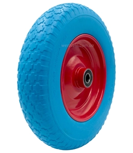Колесо тачки синє "8" 3.50-8 під вісь Ø20, пінополіуретанове (Тип 1)
