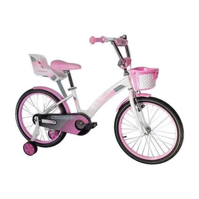 Дитячий велосипед 18 Crosser «KIDS BIKE» 001 біло-рожевий (+кошик пластик)