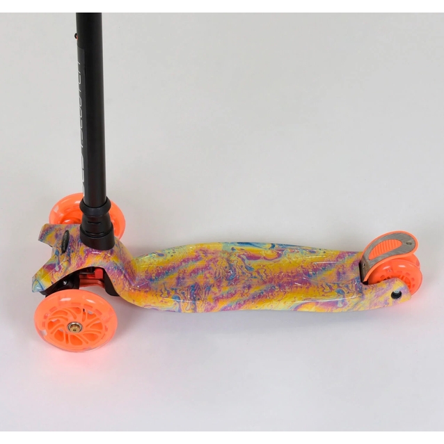 Самокат дитячий 3-х колісний, Best Scooter «MAXI» 25597 / 779-1340 помаранчевий, колеса PU Ø120mm/80mm зі світлом, пластмасовий, трубка керма алюмінієва фото westvelo.com