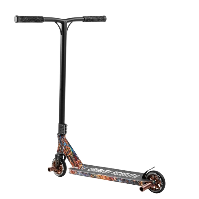 Самокат трюковий Best Scooter «ABSTRACTION» BS-77350 різнокольоровий, HIC-система, пеги, AL диск та дека, колеса PU Ø110mm, ширина керма - 60 см фото westvelo.com