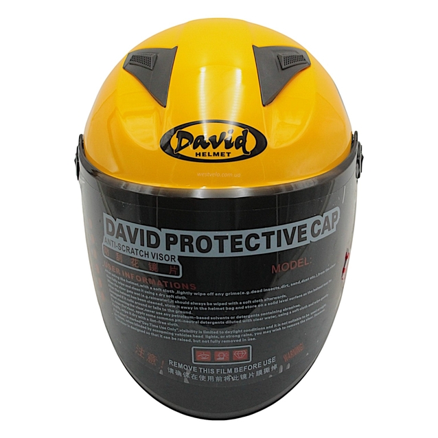 Мото шолом, відкритий (L) "DAVID" D017, Willys Star, жовтий глянцевий (ABS) фото westvelo.com