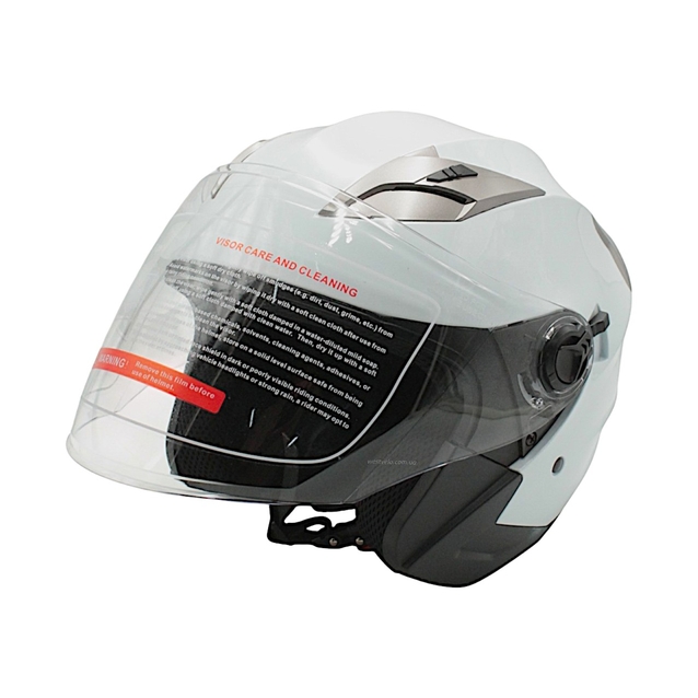Мото шолом, відкритий (S) (55-56см) BLD-708 білий глянець з відкидними окулярами фото westvelo.com
