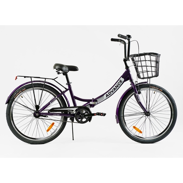 Міський велосипед 24 ST Corso «ADVANCE» AD-24198 (складна рама) сталь 14", фіолетовий (+к/к/б)