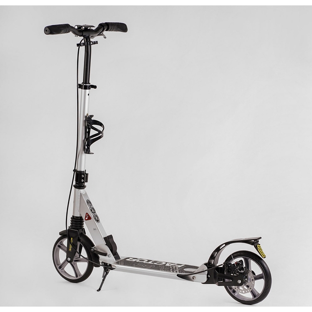 Самокат дитячий 2-х колісний, PU Best Scooter «FACTOR» BS-81766 срібний, Ø200mm, AL, 2 амортизатора, фляготримач