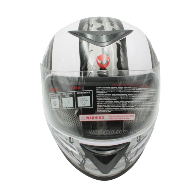 Мото шолом, закритий (L) "HELMO" Інтеграл XZF868, чорний глянцевий фото westvelo.com