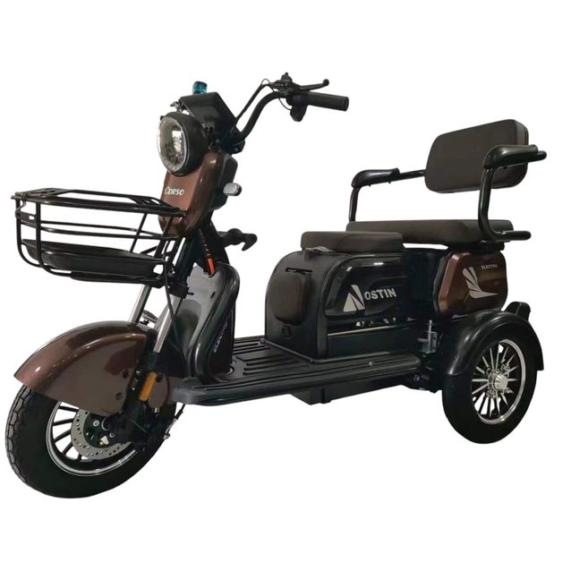Трицикл Corso «OSTIN» ST-7125, двигун 800W, акумулятор 72V/23Ah, коричневий + 1 ящик. акум