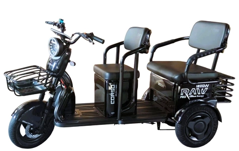 Трицикл Corso «RAW PRO» RL-491976, двигун 1200W, акумулятор 72V 24Ah літій-залізно-фосфатний, чорний + 1 ящик. акум, колеса 10"