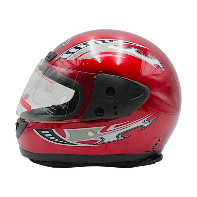 Мото шолом, закритий "CNJM" YELE, інтеграл, червоний глянець з чорно-сірим малюнком, з коміром фото westvelo.com