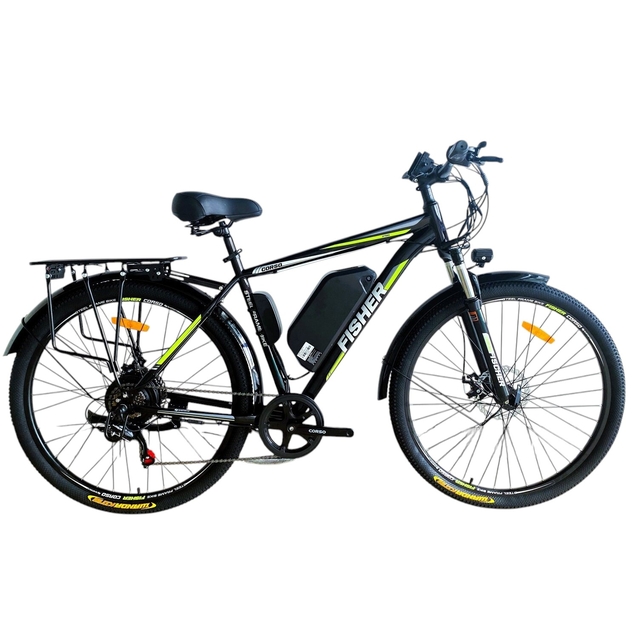 Електровелосипед 29 ST Corso «FISHER» FH-61788 сталь 21, двигун 500W, акумулятор 48V15Ah (к-т SHIMANO) чорно-салатовий фото westvelo.com