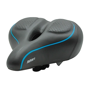 Сідло на демферах з отвором AVANTI AFT-89, чорне м'яке, синя полоска