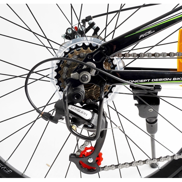 Велосипед 24 AL Corso «FENIX» FX-24882 алюміній 11", (к-т Saiguan) чорно-салатовий фото westvelo.com