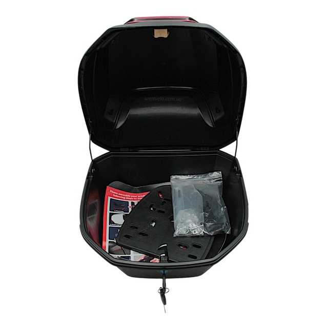 Кофр (багажник) для мотоцикла задній ROBIK 48 (400х400х280) 26L чорний матовий з катафотом фото westvelo.com