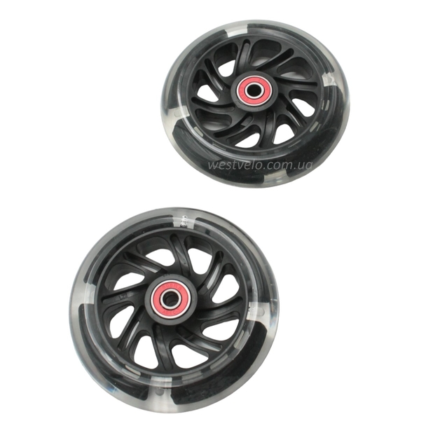 Колесо дитячого 3-х кол. самоката Ø120/30мм, діодне, чорне фото westvelo.com