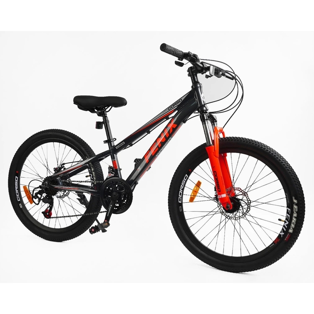 Велосипед 24 AL Corso «FENIX» FX-24912 алюміній 11", (к-т Saiguan) чорно-червоний фото westvelo.com