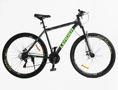 Велосипед 29 ST Corso «LEADER» LD-44800 сталь 21", (к-т SHIMANO) чорно-салатовий